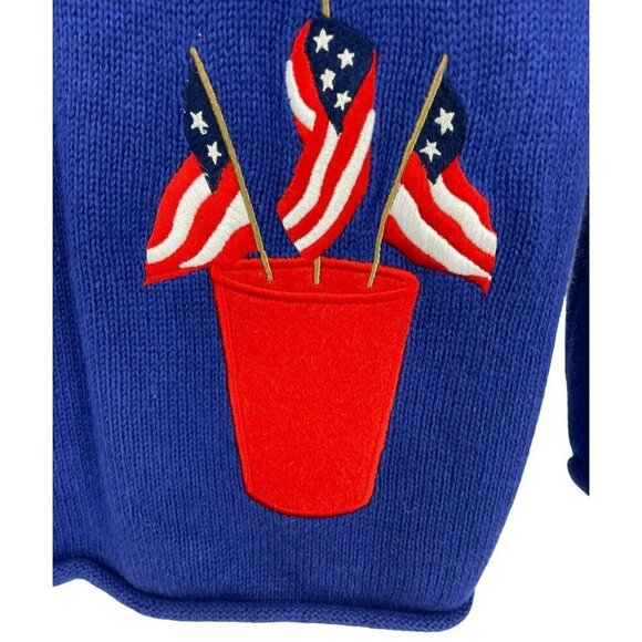 Quacker Factory Vintage Sweater Patriotic Stars & Stripes Cardigan Size Small - Picture 4 of 8